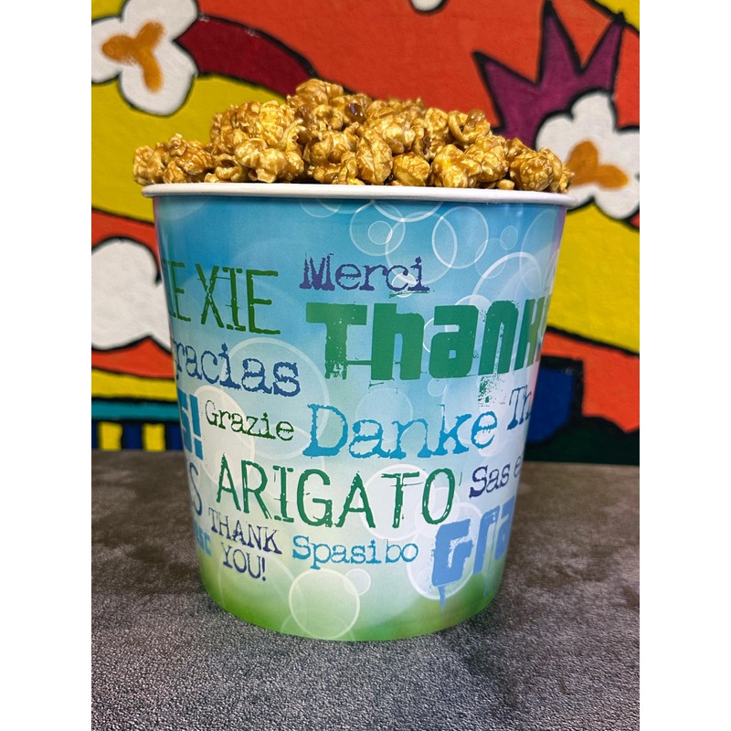 Signature Popcorn, 1-Gallon Thank You Gift Bucket, Caramel Popcorn, Reusable