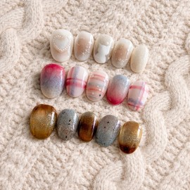 3 types of knit nails, magnetic nails, vintage nails - vintage knit / 니트네일 3종 자석네일 빈티지네일 - 빈티지니트