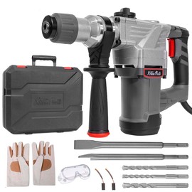 XtremepowerUS 1180W SDS-Plus Electric Rotary Demolition Chipping Hammer 1-1/4" Combination Rotary Hammer Drilling Chisels & Drill Bits Set with Case