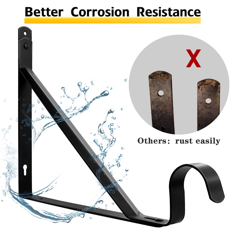 Closet Rod Bracket, Heavy Duty Shelf Bracket with Rod Holder,