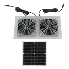 Topyond 15W Solar Panel Fan, Waterproof, Efficient Dual Fan Kit for Chicken Coop, Greenhouse, Shed, Pet House Window