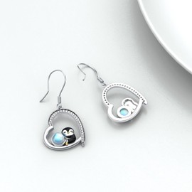 YueYuan Penguin Earrings 925 Sterling Silver Penguin Moonstone Earrings Animal Earrings Jewellery for Women, Sterling Silver