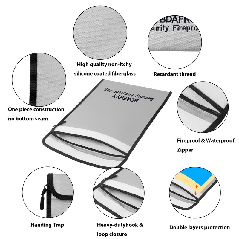 3 Pcs Fireproof Waterproof Money Important Document Bag(2000℉),Fire Proof Bag