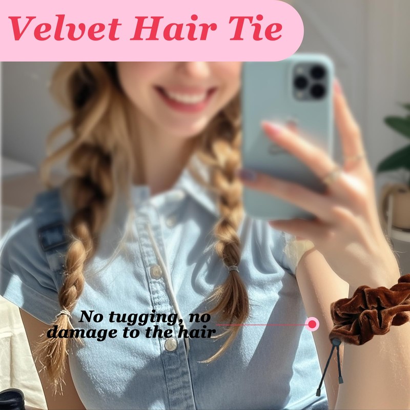 2 PCS Adjustable Hair Ties for Thick Hair, Large Satin
