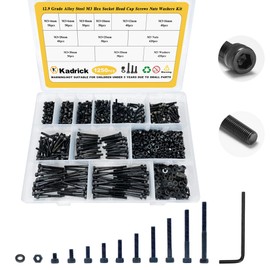Kadrick 1250 Pcs M3 Screws and Nuts Assortment M3x4MM-35MM, Hex Socket Head Cap Metric M3 Machine Bolts Kit, 12.9 Grade Alloy Steel,Anti-Rust Up Graded,Black Zinc Plated,Free Allen Head Wrench
