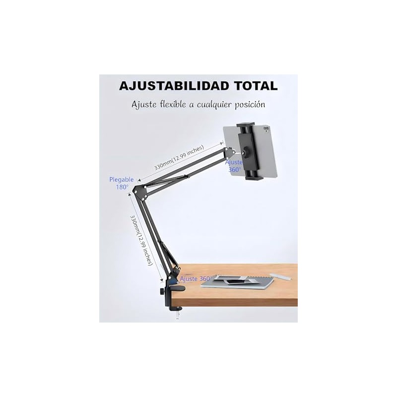 Soporte de Tableta y Teléfono con Brazo Articulado 360° –