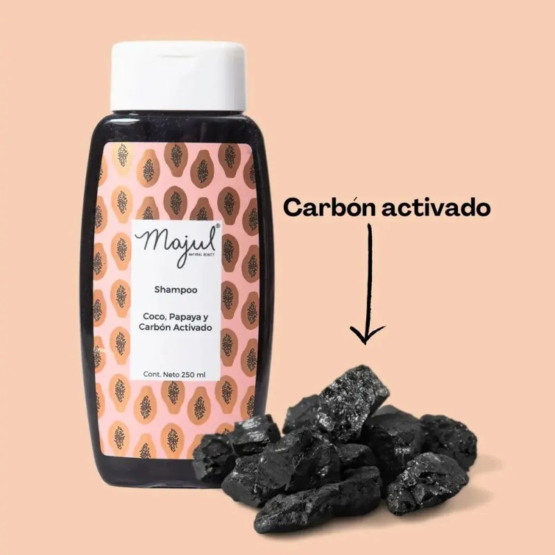 Shampoo Majul Con Coco, Papaya Y Carbón Activado 250ml