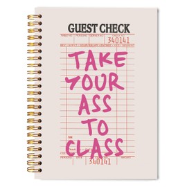 Welshower Funny Pink Guest Check Spiral Notebook Journal, Preppy Trendy Pink Journal for Women, Back to School Supplies Gifts, Girly Cute Notebook for Women, 5.5x8.3 Inch