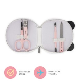 Legami Manicure Kit - But First Nails!, Scissors, Nail Clippers, File, Cuticle Pusher for Manicure and Pedicure, Pocket and Portable Set, Great for Travel, Home Use, Panda