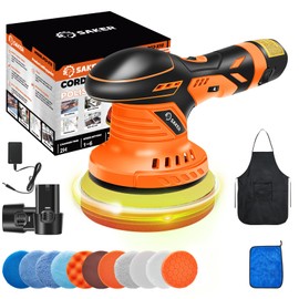 Saker Cordless Buffer Polisher, 6 Inch Fast Charging Portable Car Polishing Kit with 2PCS 12V 2000mAh Batteries, Polisher for Car Detailing Polishing Waxing
