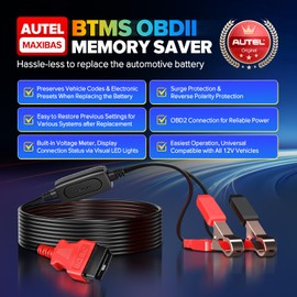 Autel OBD2 Memory Saver for Car Battery, 2025 MaxiBAS BTMS for All 12V Vehicles, Preserve ECU Code & Electronic Presets, Maintain PCM Data, Polarity Protection, Built-in Voltage Meter, LED Lights