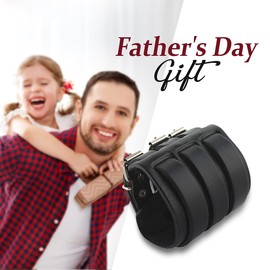 Ever Faith 3 Layer Wide Belt Synthetic Leather Men Wristband Black Bracelet Unisex Couple N03746-1