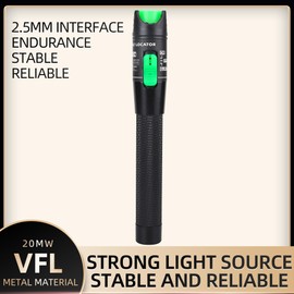 Aluminum Pen Type Fiber Optical Cable Source Tester VFL Visual Fault Locator Kit with FC SC ST 2.5mm Adapters vfl-20