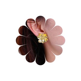Sttiafay Vintage Camellia Flower Earrings Gold Flower Stud Earrings Large Metal Floral Earrings Statement Flower Petal Earrings Exaggerated Camellia Earrings