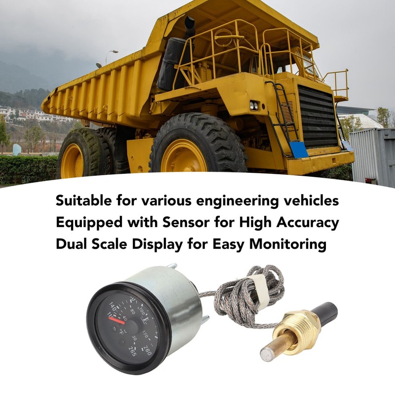 Water Temperature Gauge with Sensor 52mm Dial Pointer Mechanical Water