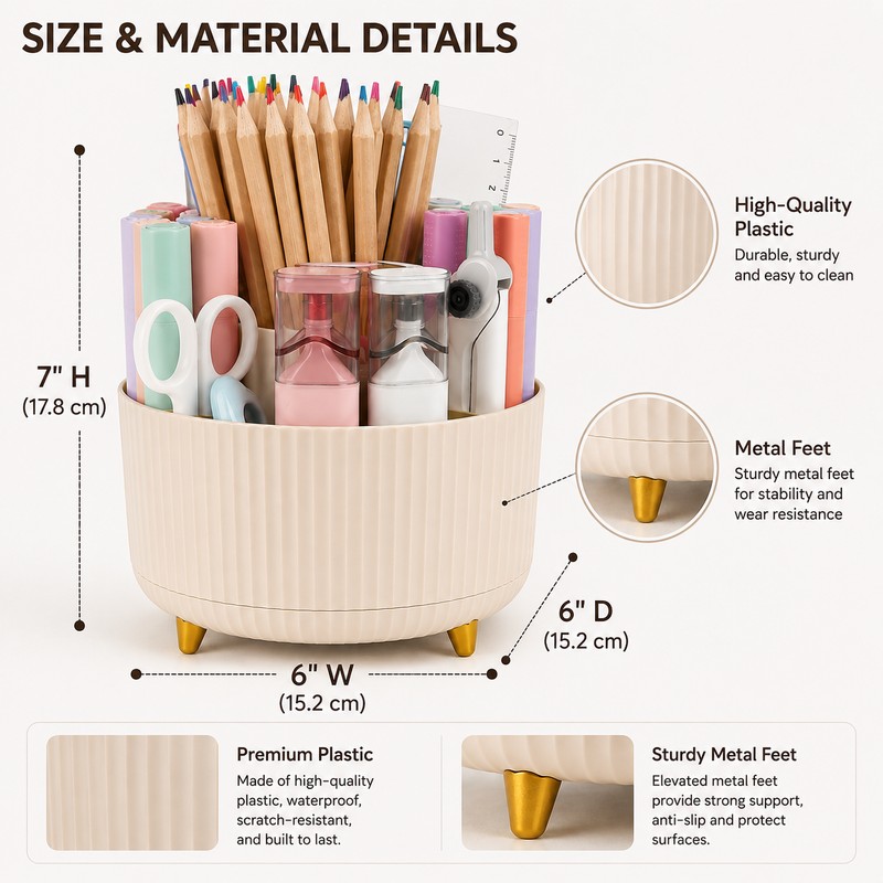 360° Rotating Desk Organizer for Office & Vanity – Multi-Purpose