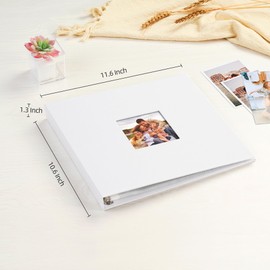 Mublalbum 10x10 Inch DIY Scrapbook Photo Album with 20 Plastic Sleeves 40 Pages Linen Cover 3 Ring Folder Binder for Wedding Baby Family and DIY Projects (White)
