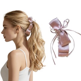 Banana Clips for Women,Cute Satin Hair Bow Banana Hair Clips | Hair Claw Clips Hair Styling Accessories for Thick & Thin Hair (Shining Pink)