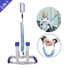 Felly Baby Anti Lost Safety Wrist Strap, Toddler Walking Harness Leash, Security Lock with 360 °Rotation and Retractability Wrist Link Belt Set, Toddler Leash(Harness and Reins,Blue)