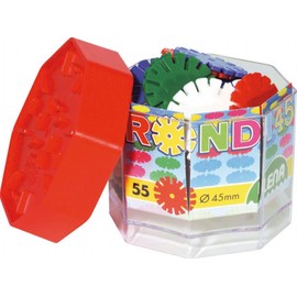 Lena 35946 - Plug-in game Rondi 45 in construction box, 55 parts in various colors, approx. 45 mm, construction and construction toy with Rondi plug-in elements, play set with potted flowers for children from 2 years