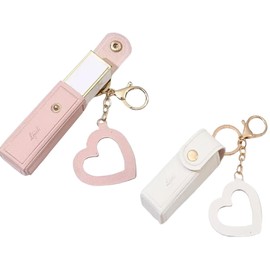 DIFEIUKI Lipstick Case, Lip Case, Set of 2, Key Chain Type, Mini Lipstick Bag, PU Leather, Cute, Mini Bag, Portable, Convenient to Carry, Lipstick, Lip Balm, Hanging, Women's, Men's, Bag Hanging