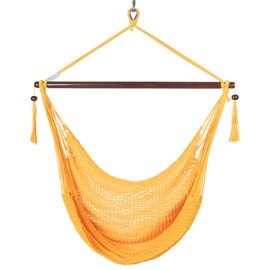 Caribbean Hammock Chair with Footrest - 40 inch - Soft-Spun Polyester - (Yellow)