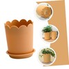 Sosoport 10sets Breathable Plastic Flowerpots with Tray Scalloped Design Nursery