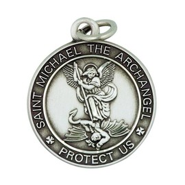 H&M Saint Michael Medal 13/16 Inch Sterling Silver Protect Us Pendant