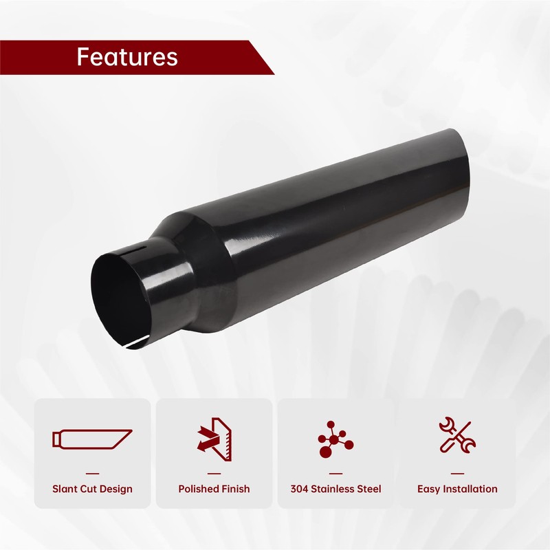 FGJQEFG 5 Inch Inlet 8 Inch Outlet Gloss Black Stainless