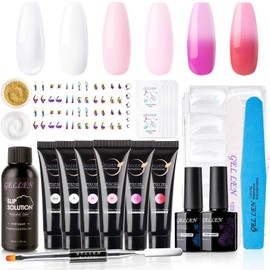 Gellen Kit de uñas de gel de polietileno, kit de uñas acrílicas para uñas juego de uñas transparentes – Decoración de uñas todo en uno francesa kit de extensión de uñas de gel 02