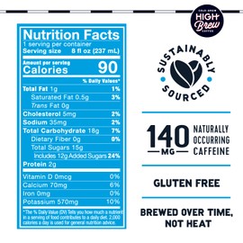 High Brew Coffee, Cold Brew Coffee, Mexican Vanilla, 8 FL Oz, Ready-To-Drink (Pack of 12)