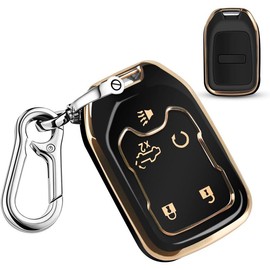 Aorvp for GMC Key Fob Cover TPU Protector Case with Keychain for 2019-2022 Chevy Silverado GMC Sierra 1500 2500HD 3500HD Key Cover Smart Remote 5 Button(Black) - Color: White