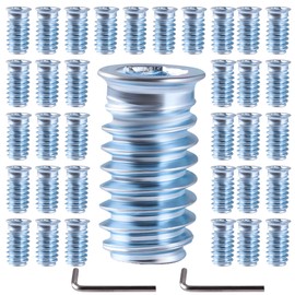 TIOMIOSEA Pack of 40 Screw Nuts M8 x 25 mm, Threaded Insert Wood Screw-In Sleeves, Hexagon Socket Nut Hex Drive Nut for Wooden Furniture Hex Hex Nuts Made of Galvanised Steel