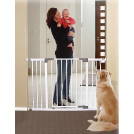 Dreambaby Liberty Extra-Wide Baby Safety Gate- with Smart Stay Open Feature - Fits Openings 39-42.5 inches Wide - White - Model L867