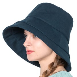 QUEENHEAD Women's Hat, UV Protection, 100% Light Blocking, Large Size, Cool UV Shade Hat, Small Face Effect, UV Protection, Wide Brim Hat, navy