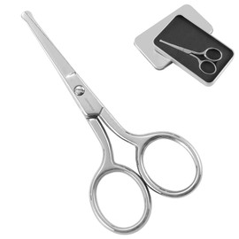 JARVISTAR Nose Hair Scissors, Ear Hair Scissors, Beard Scissors with Stainless Steel Straight Rounded Tip, Premium Manicure Stainless Steel Rounded Face Scissors for Men, Nail Scissors, 93 mm