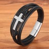 Binatric Multi-Layer Braided Leather Bracelets with Magnetic Clasp Mens Cuff