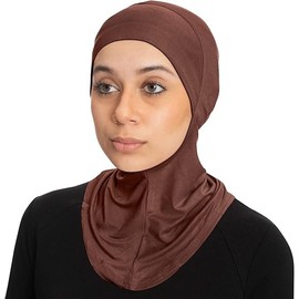 Women's Islamic Full Cover Turban Headwear Neck Chest Cover Bonnet Hat Hijab Cap Under Scarf Ninja (Dark Brown)