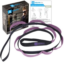 A AZURELIFE Premium Durable Stretch Straps with Loops, Stretching Strap for Physical Therapy, Multi-Loop Yoga Strap Fitness Exercise Strap for Yoga, Pilates, Dance, Flexibility&Exercise