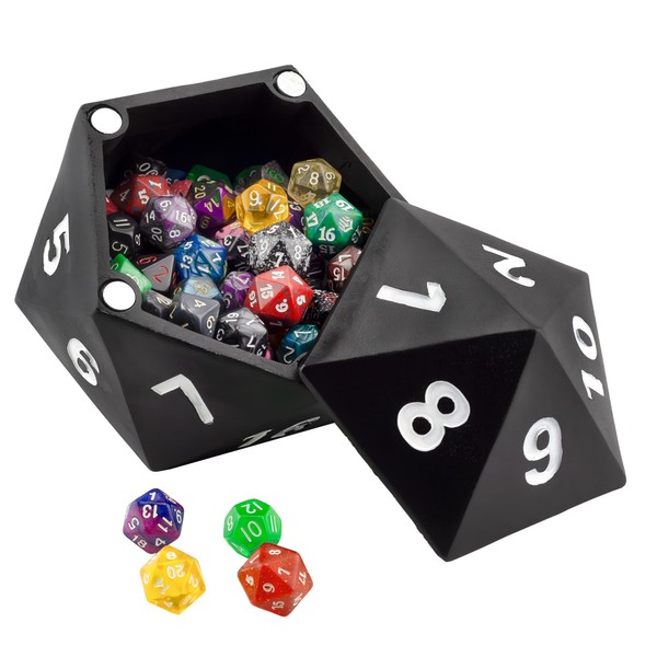 Toy Vault 20-Sided Dice Storage Treasure Box, D20-Shaped Dice Storage Container Novelty Gift for RPG Players