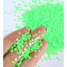 Glow in The Dark Tiny Stars Shaped Glitter,3mm Flakes Luminous Holographic Glitters for Tumbler DIY,Resin Craft, Slime, Nails Arts, Makeup,Festival Party - Green 10g(0.35oz)