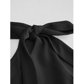 CIDER Crop Tank Tops for Women Bowknot Ruched Solid Scoop Neck Sleeveless Fitted Tops Black