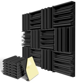 30 Pack Self-Adhesive Sound Proof Foam Panels for Wall,12 X 12 X 2 inches Acoustic Panels,High Resilience Sound Proofing Foam,Sound Absorbing Panel for Home Studios, Offices - Black