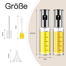 Rhimooay 2 Stück Ölsprüher, öl sprühflasche zum kochen ölsprüher für heißluftfritteuse, sprühflasche öl mit 100 ml Fassungsvermögen (Glas)