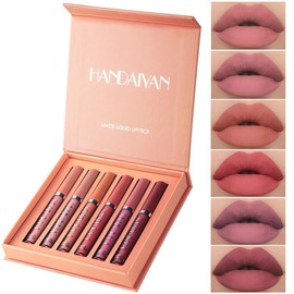 HANDAIYAN 6Pcs Matte Liquid Lipstick Set - Long Lasting & High Pigmented | Nude Lip Stain Makeup Kit - Waterproof, Non-Stick Cup Transfer | Perfect Makeup Gift for Women Gloss Lipgloss:_B-6Pcs