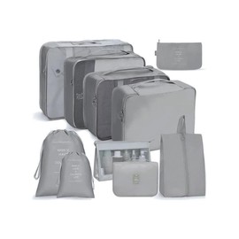 Portable Travel Storage Bag Set, Travel Essentials, Travel Organizer, Travel Cosmetic Storage Bag Set for Clothing & Shoes & Underwear, Perfect for Luggage and Suitcase Packing, Waterproof Pouch:_Grey_Please Refer To The Pictures for Dimensions