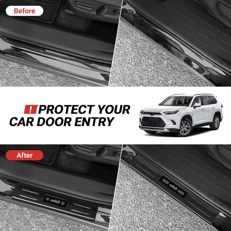 Hellet 4PCS Car Door Sill Protector for Toyota 2024 2025
