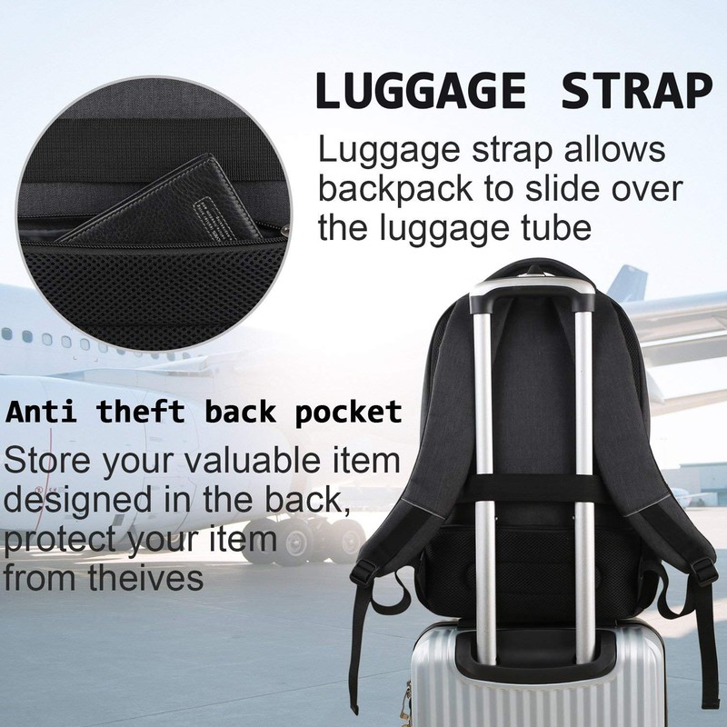 KASIBON Laptop Backpack with USB Charging&Headphone Port,Anti-Theft with Breathable Padded