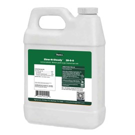 Slow-N-Steady Liquid Lawn Fertilizer | 28-0-0, High Nitrogen, Controlled Release | Urea Triazone Sprayable Fertilizer | 32 fl oz Bottle | Steady Green-Up for Lawns| Made in The USA |