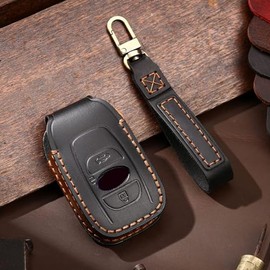 ontto Leather Car Key Case Suitable for Subaru BRZ Forester Impreza Sti WRX Xv Crosstrek Legacy Outback S4 B4 Levorg Trezia Accessories Key Cover Key Case Key Fob 3 Buttons Black